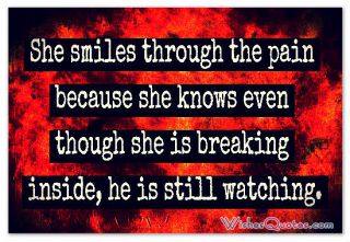 She smiles through the pain