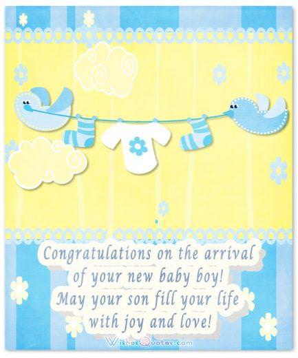 Arrival of your new baby boy Image with Cute Congratulations for Baby Boy