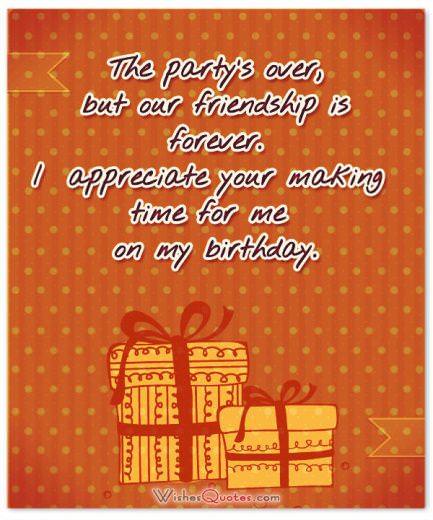 Thank You Message for Birthday Party