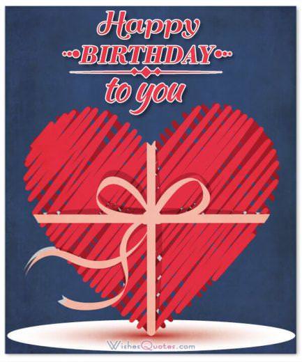 Happy Birthday with a big red heart - Romantic Birthday Wishes
