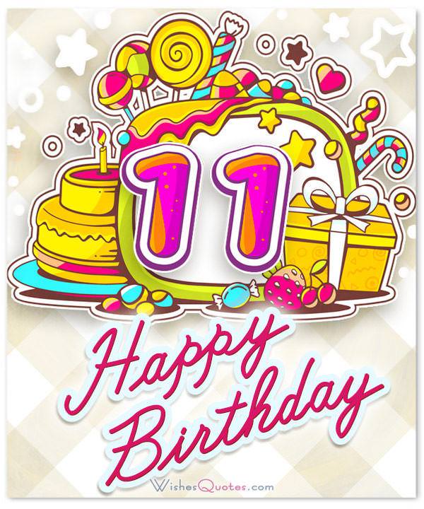 It S A Celebration Time Happy 11th Birthday Card Birthday Greeting Cards By Davia