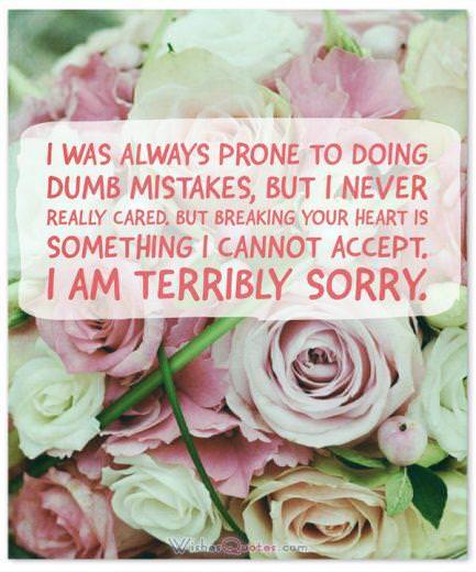 I am terribly sorry I was always prone to doing dumb mistakes, but I never really cared. But breaking your heart is something I cannot accept. I am terribly sorry.
