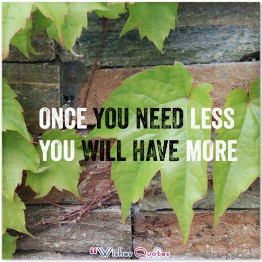 Once You Need Less You Will Have More