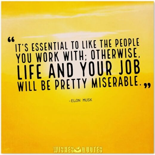 Elon Musk Quotes - It's essential to like the people you work with; otherwise, life and your job will be pretty miserable.