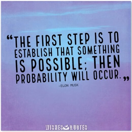 Elon Musk Quotes - The first step is to establish that something is possible; then probability will occur.