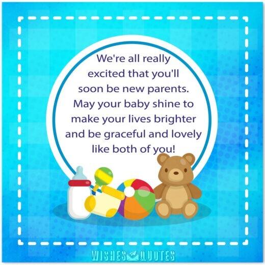 We're all really excited that you'll soon be new parents. May your baby shine to make your lives brighter and be graceful and lovely like both of you!
