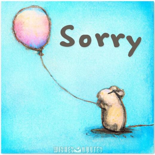 Apology Messages That Speak Louder Than Words Cute hamster holding a balloon and asking for sorry.
