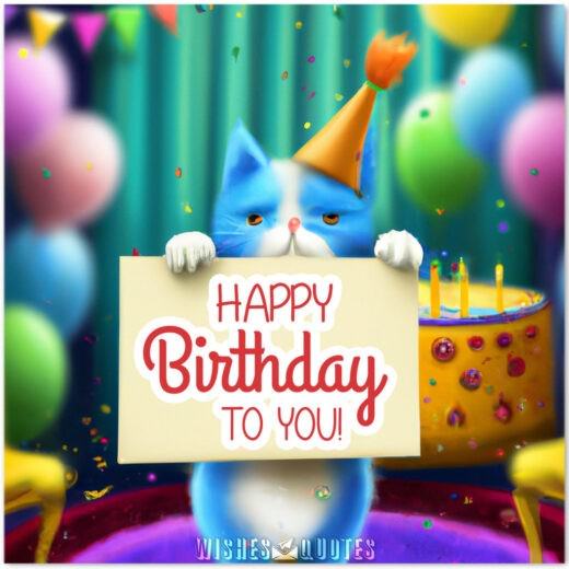 Cat wishing Happy Birthday