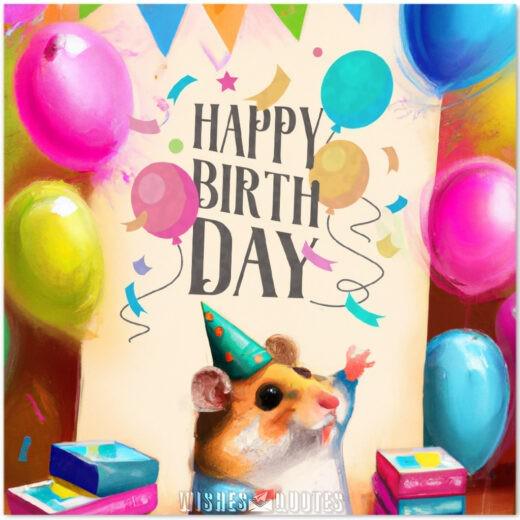 Hamster with Happy Birthday sign