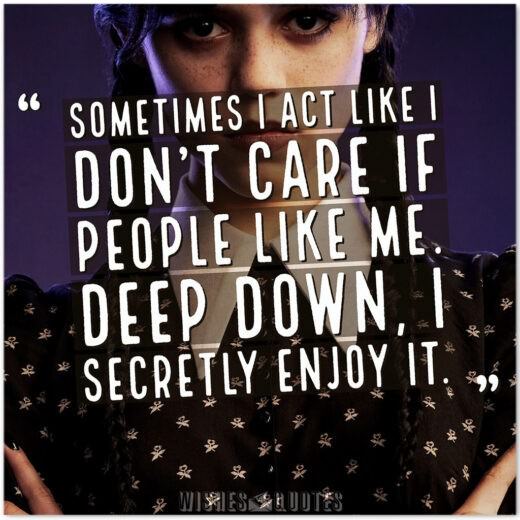 Sometimes I act like I don’t care if people like me. Deep down, I secretly enjoy it. Sometimes I act like I don’t care if people like me. Deep down, I secretly enjoy it.