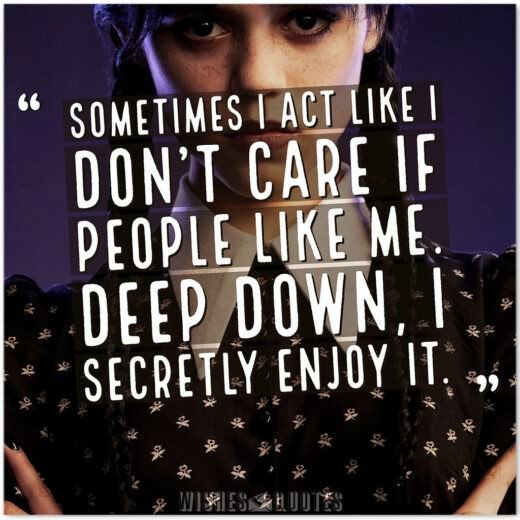 Sometimes I act like I don’t care if people like me. Deep down, I secretly enjoy it.