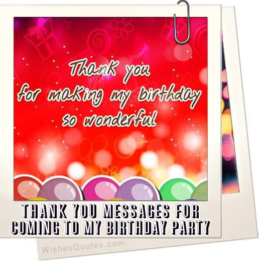 Thank You Messages For Coming To My Birthday Party