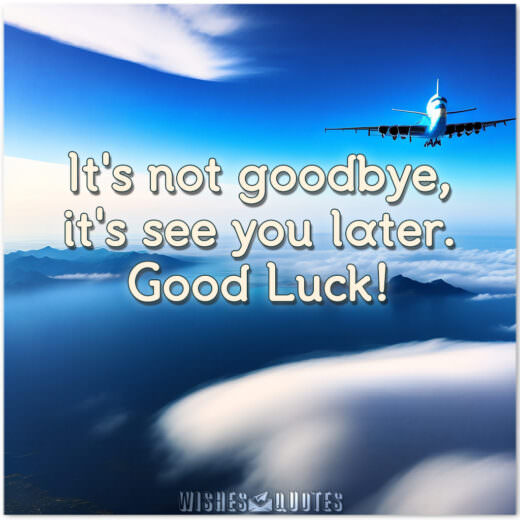 It's not goodbye, it's see you later. Good Luck!